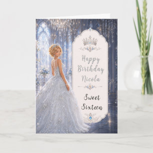 Moonlit Blue Ballroom Sweet Sixteen Card