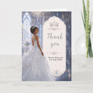 Moonlit Blue Ballroom Sweet Sixteen Thank You Card