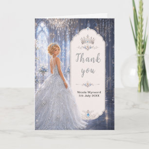 Moonlit Blue Ballroom Sweet Sixteen Thank You Card