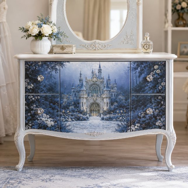 Moonlit Blue Castle Decoupage Tissue Paper (Creator Uploaded)