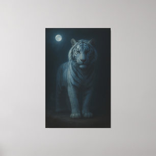 Moonlit Blue White Tiger – Fine Art Canvas