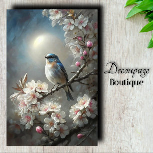 Moonlit Bluebird Decoupage Tissue Paper