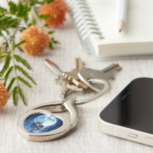 Moonlit Bond – The Wolf and the Gothic Fairy. Key Ring