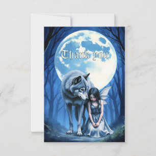 Moonlit Bond – The Wolf and the Gothic Fairy.   Thank You Card