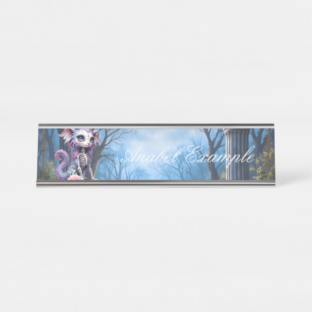 Moonlit Bones – Guardian of Forgotten Dreams Desk Name Plate (Front)