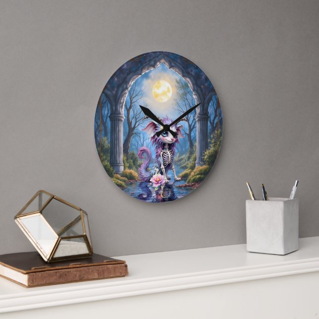 Moonlit Bones – Guardian of Forgotten Dreams.  Large Clock (Office)