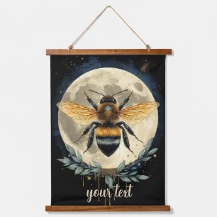 Moonlit Bumblebee Watercolor Art Celestial Bee a Hanging Tapestry