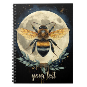 Moonlit Bumblebee Watercolor Art Celestial Bee a Notebook