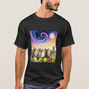 Moonlit Bunny Garden - Enchanted Night T-Shirt