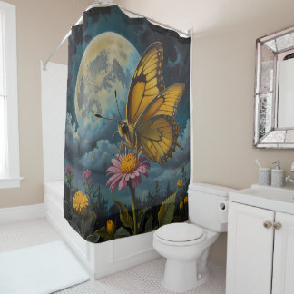 Moonlit Butterfly Nature bathroom Shower Curtain