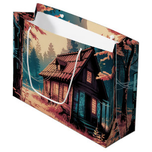 Moonlit Cabin Japanese Forest Art (2) Large Gift Bag