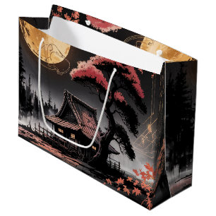 Moonlit Cabin Japanese Forest Art (8) Large Gift Bag
