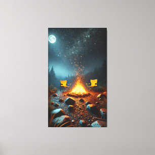 Moonlit Campfire Glow Canvas Print