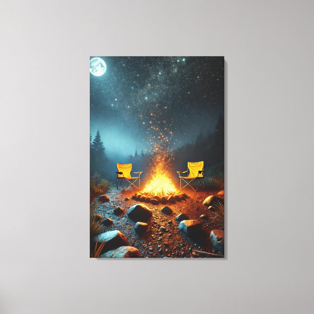 Moonlit Campfire Glow Canvas Print (Front)