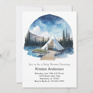 Moonlit Campsite Adventure Awaits Baby Shower Invitation