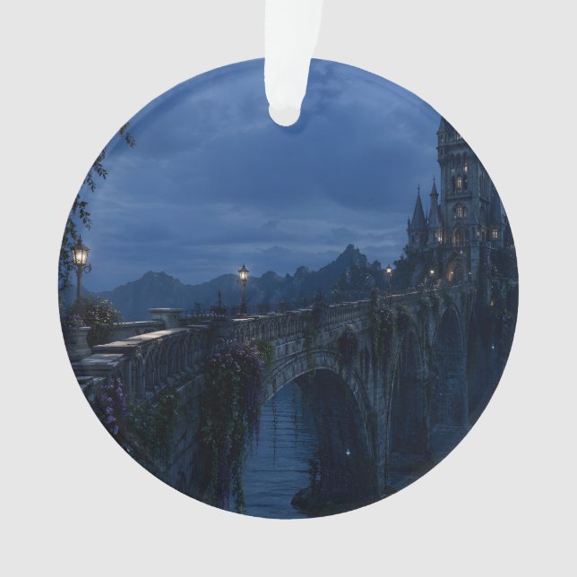 Moonlit Castle Bridge Ornament (Front)