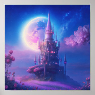Moonlit Castle Dreams Poster