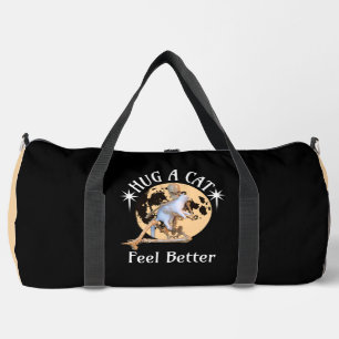 Moonlit Cat Hug Skeleton Comfort Humour Duffle Bag