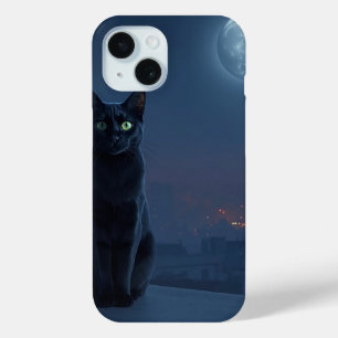 Moonlit Cat on Rooftop Phone Case
