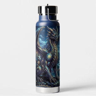Moonlit Celestial Dragons and Castle Water Bottle