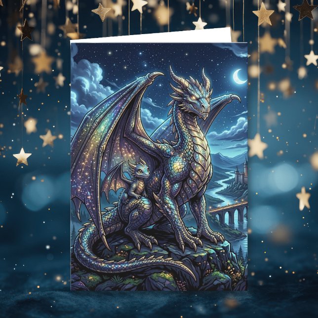 Moonlit Celestial Dragons | Happy Birthday Card (Creator Uploaded)