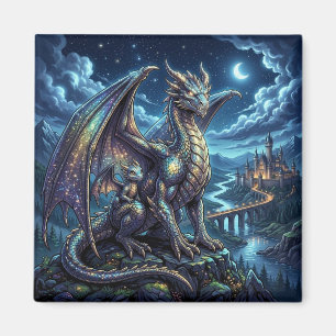 Moonlit Celestial Father and Son Dragons Magnet