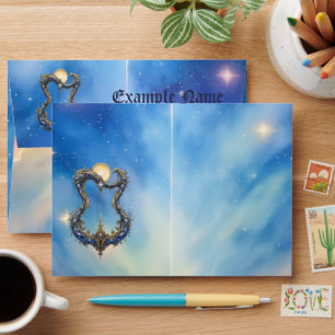 Moonlit Celestial Harp – Dreamy Cosmic Fantasy Art Envelope