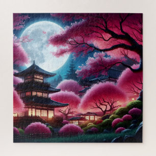 Moonlit Cherry Blossom Jigsaw Puzzle