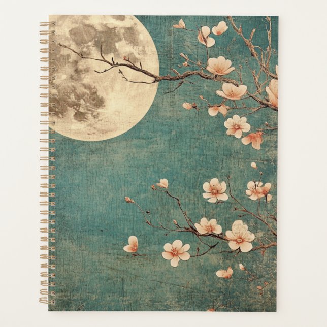 Moonlit Cherry Blossom Serenity Planner (Front)