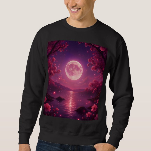 Moonlit Cherry Blossom Serenity Sweatshirt (Front)