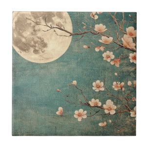 Moonlit Cherry Blossom Serenity Tile