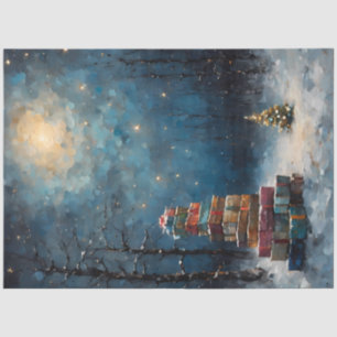 Moonlit Christmas Forest Stacked Gifts Winter Tissue Paper