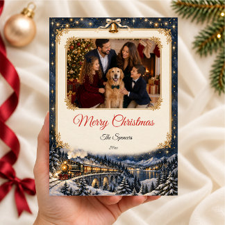 Moonlit Christmas Train Holiday Card