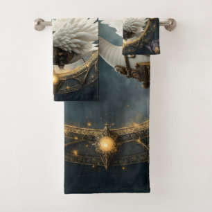 Moonlit Clockwork Swan – Keeper of Curious Dreams. Bath Towel Set