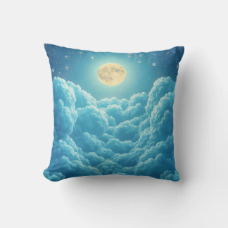 Moonlit Cloud Sky Throw Pillow