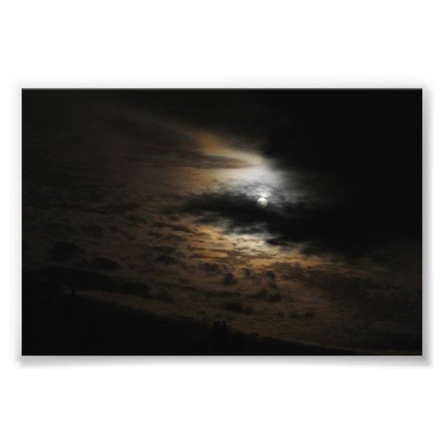 Moonlit Clouds Night Sky Celestial Photo Print (Front)