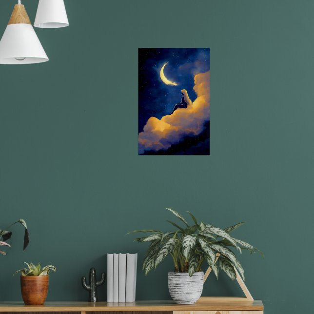 Moonlit Clouds Poster 16x24 Dreamy Wall Art