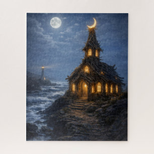 Moonlit Coastal Church Puzzle - 520 Piece