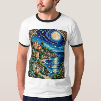 Moonlit Coastal Garden Path T Shirt Art