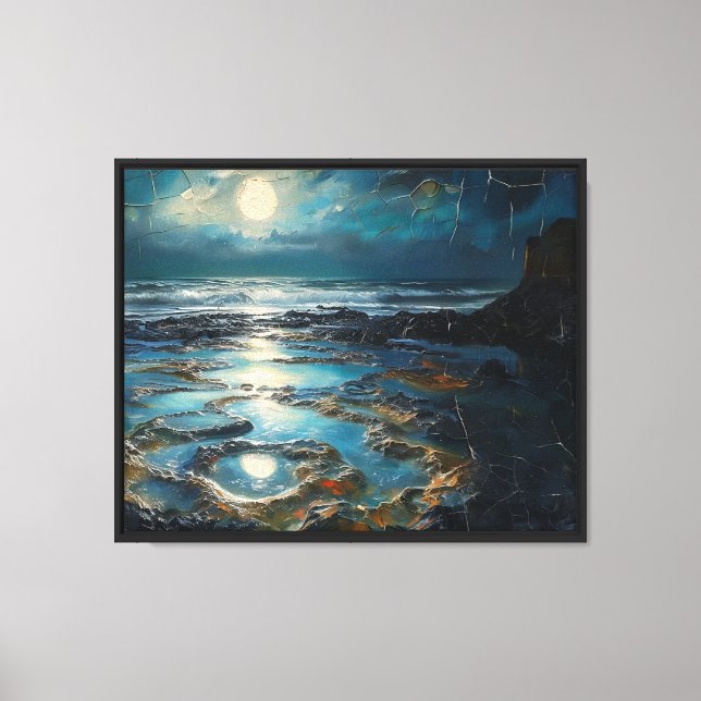 Moonlit Coastline Canvas Print (Front)