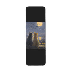 Moonlit Companions – Two Cats Under the Full Moon