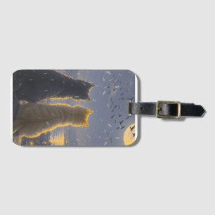 Moonlit Companions – Two Cats Under the Full Moon Luggage Tag