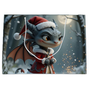 Moonlit Cookie Bandit – The Grey Christmas Dragon. Large Gift Bag