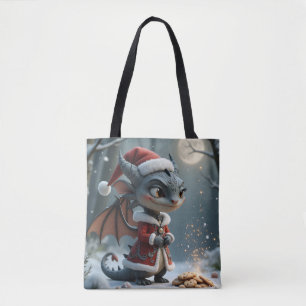 Moonlit Cookie Bandit – The Grey Christmas Dragon. Tote Bag