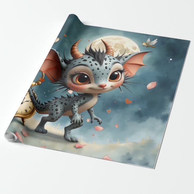 Moonlit Creature Caelum Tickwing  Wrapping Paper (Unrolled)