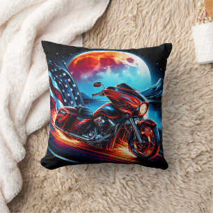 Moonlit cruise with the American flag Cushion