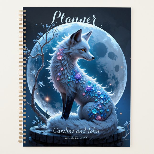 Moonlit Crystal Fox – Guardian of Silent Dreams.  Planner (Front)
