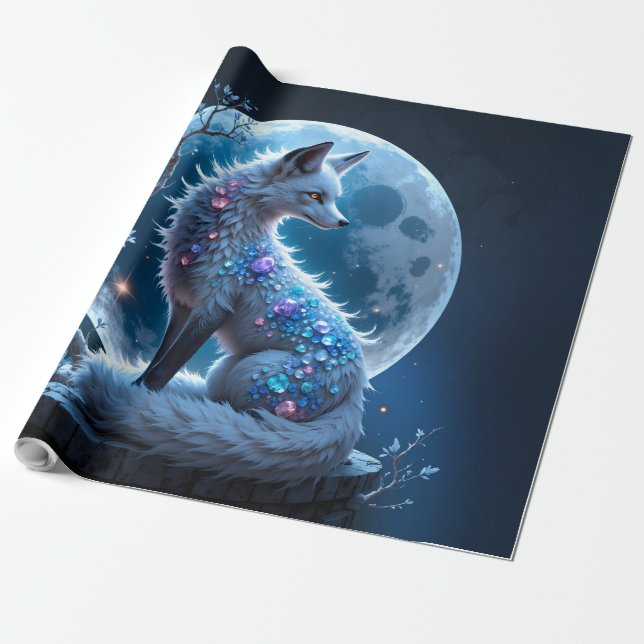 Moonlit Crystal Fox – Guardian of Silent Dreams.  Wrapping Paper (Unrolled)