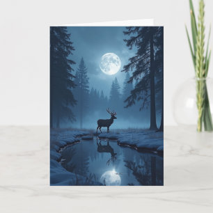 Moonlit Deer Christmas Card