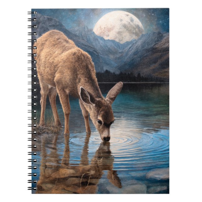 Moonlit Deer Mountain Lake Notebook (Front)